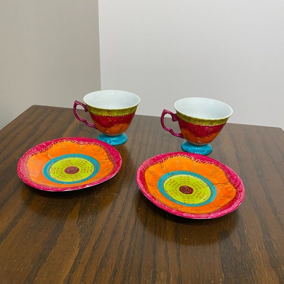 Maisons du Monde Ceramic  2-Piece Tea/Coffee/Espresso Cup Set NWOT - Picture 5 of 13